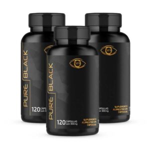 Pure Black (120 cápsulas de 300 mg): Carvão Ativado para Detox Natural e Bem-Estar compre 3 leve 5